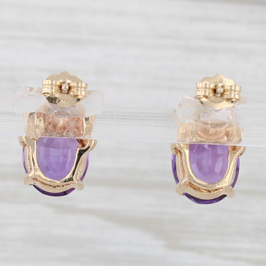 Light Gray 4.99ctw Amethyst Solitaire Stud Earrings 14k Yellow Gold