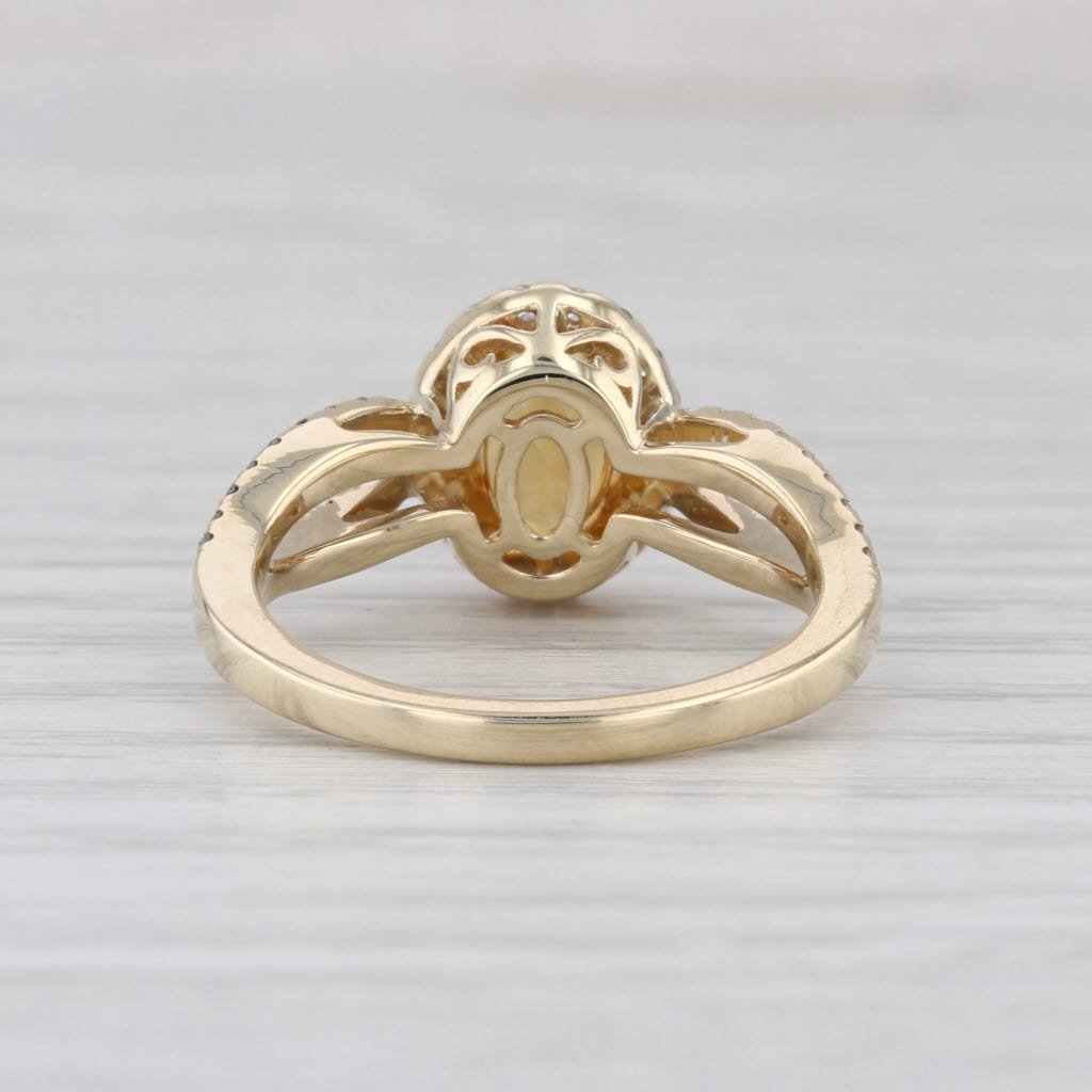 1.62ctw Oval Citrine Diamond Halo Ring 10k Yellow Gold Size 7