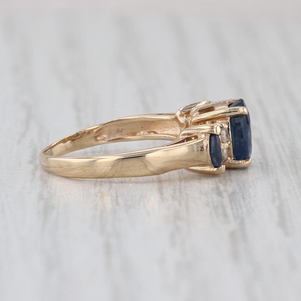1.21ctw Oval Blue Sapphire Diamond Ring 14k Yellow Gold Size 4.75