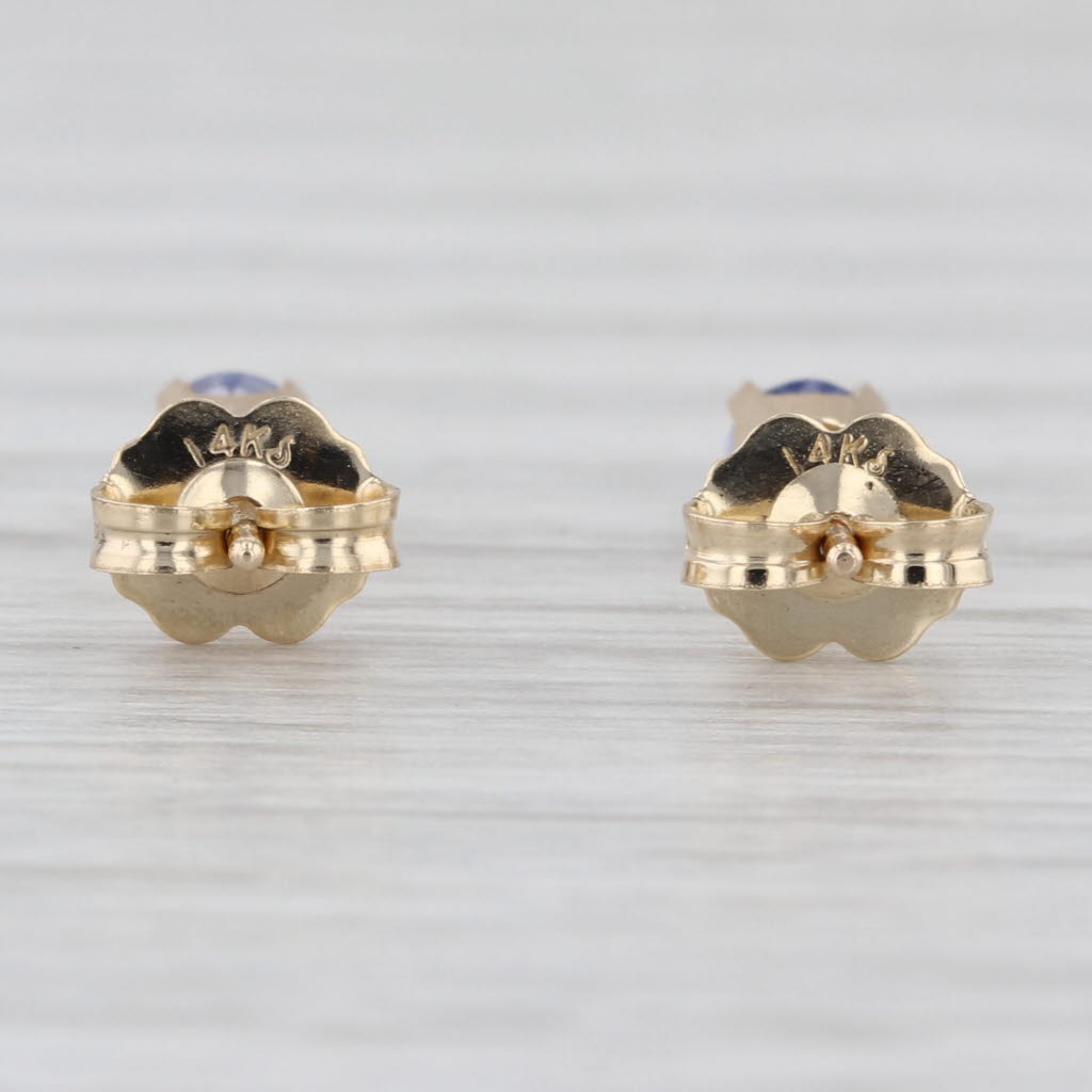 0.30ctw Tanzanite Stud Earrings 14k Yellow Gold Round Solitaire Studs
