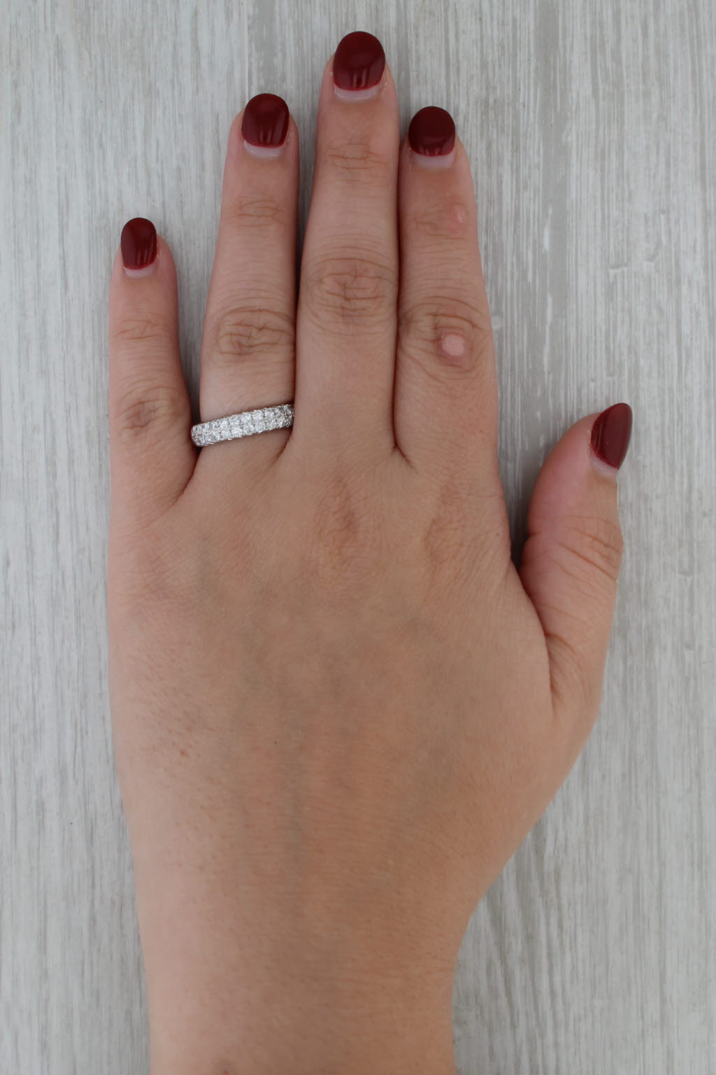 0.90ctw Diamond Wedding Anniversary Band 14k White Gold Size 7 Stackable Ring