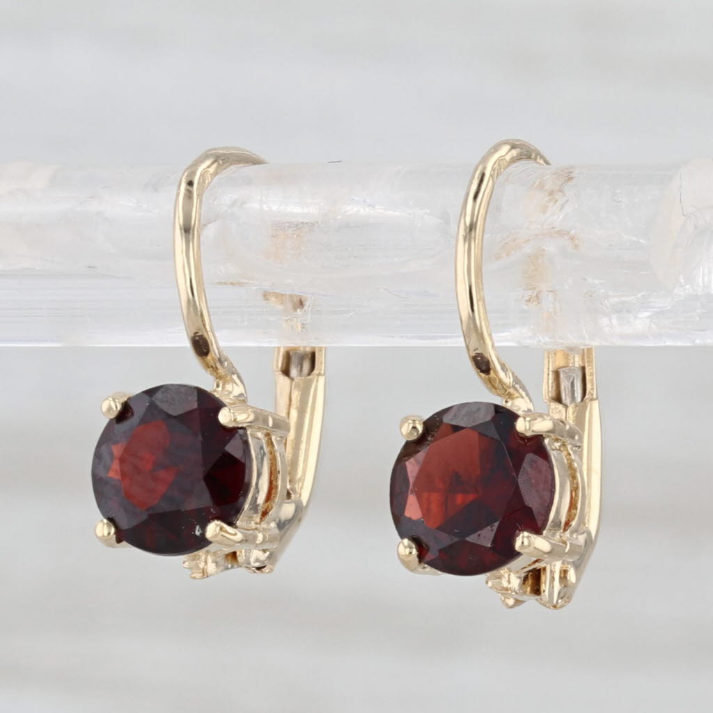1.60ctw Garnet Drop Earrings 14k Yellow Gold Lever Backs