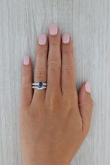 Dark Gray 1.46ctw Blue Sapphire Diamond Engagement Ring Wedding Band Set 14k Gold Sz 6 GIA