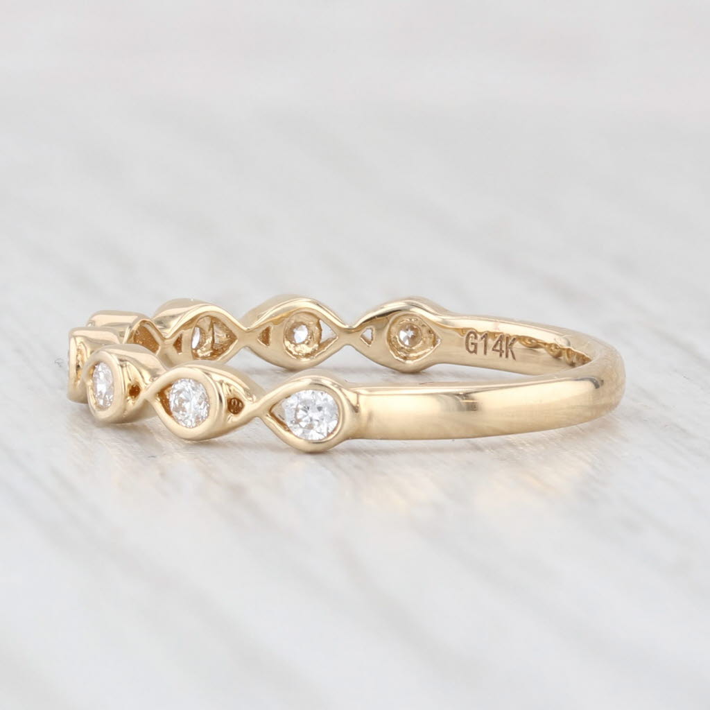 Light Gray New 0.21ctw Diamond Wedding Band 14k Yellow Gold Stackable Anniversary Ring 6.5