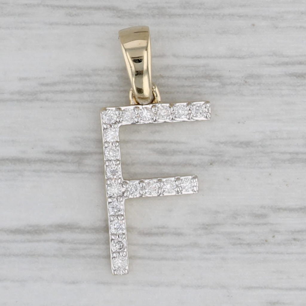 Gray New Diamond Initial Letter "F" Pendant 10k Yellow Gold