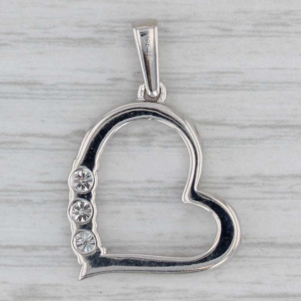 Gray 0.43ctw Diamond Open Heart Pendant 10k White Gold