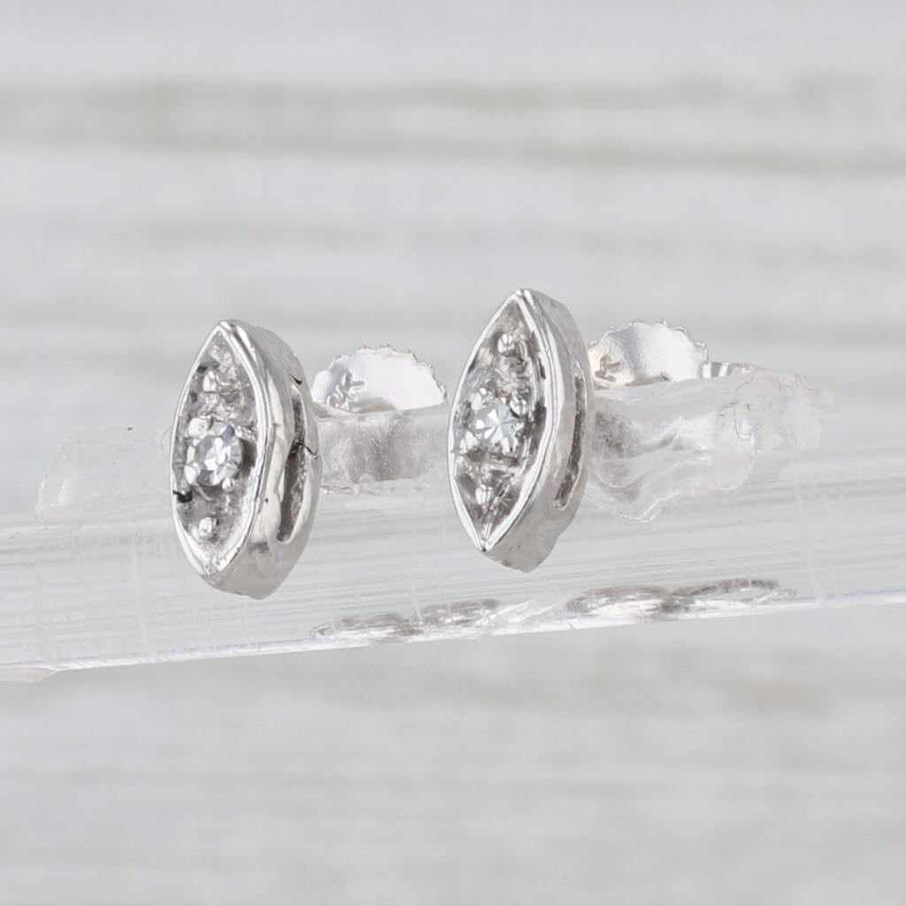 Round Diamond Solitaire Stud Earrings 14k White Gold Studs
