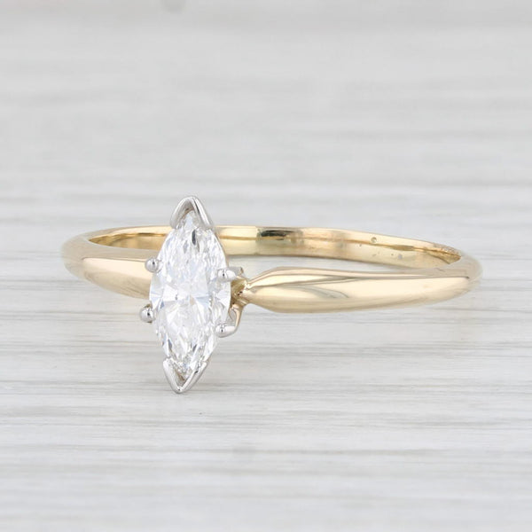 0.56ct VS2 Marquise Solitaire Diamond Engagement Ring 14k Yellow Gold Size 9