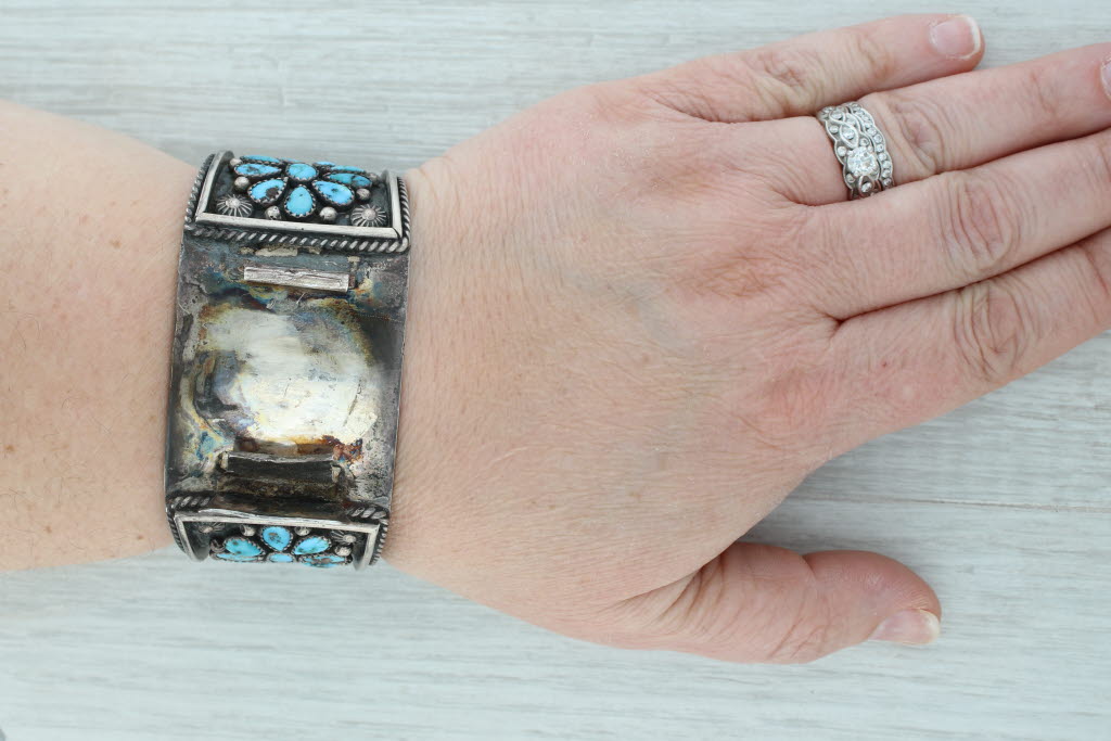 Vintage Contreraz Turquoise Cuff Bracelet Sterling Silver Native American AS IS