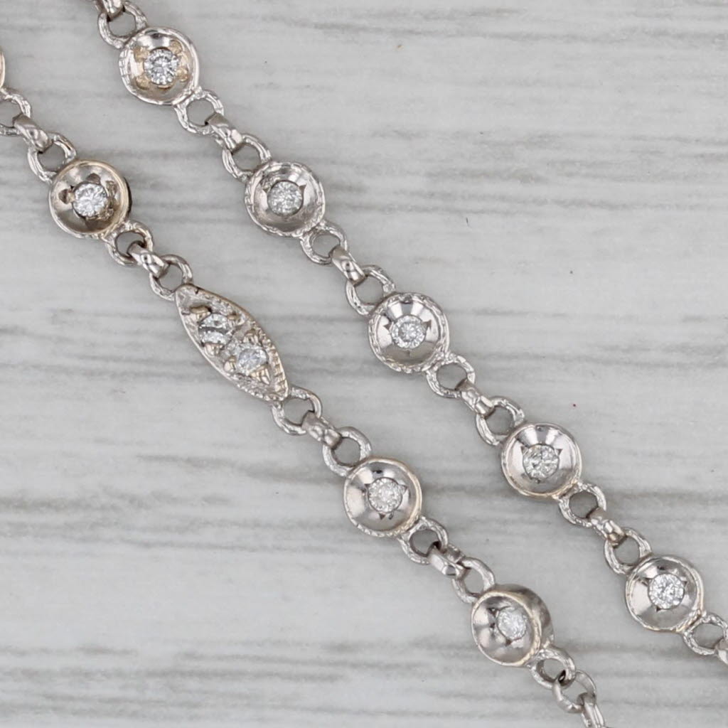 Gray 0.50ctw Diamond Double Chain Bracelet 18k White Gold 7" 2.9mm