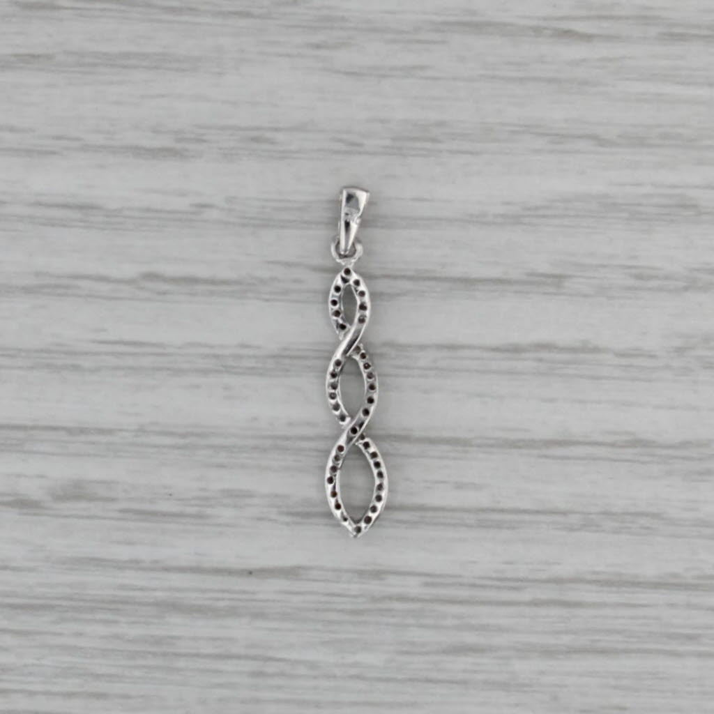White Champagne Diamond Swirl Pendant 10k White Gold Drop