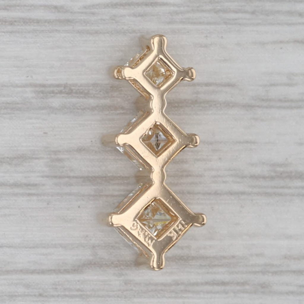 Gray 0.89ctw Princess Diamond 3-Stone Journey Pendant 14k Yellow Gold Floating Drop