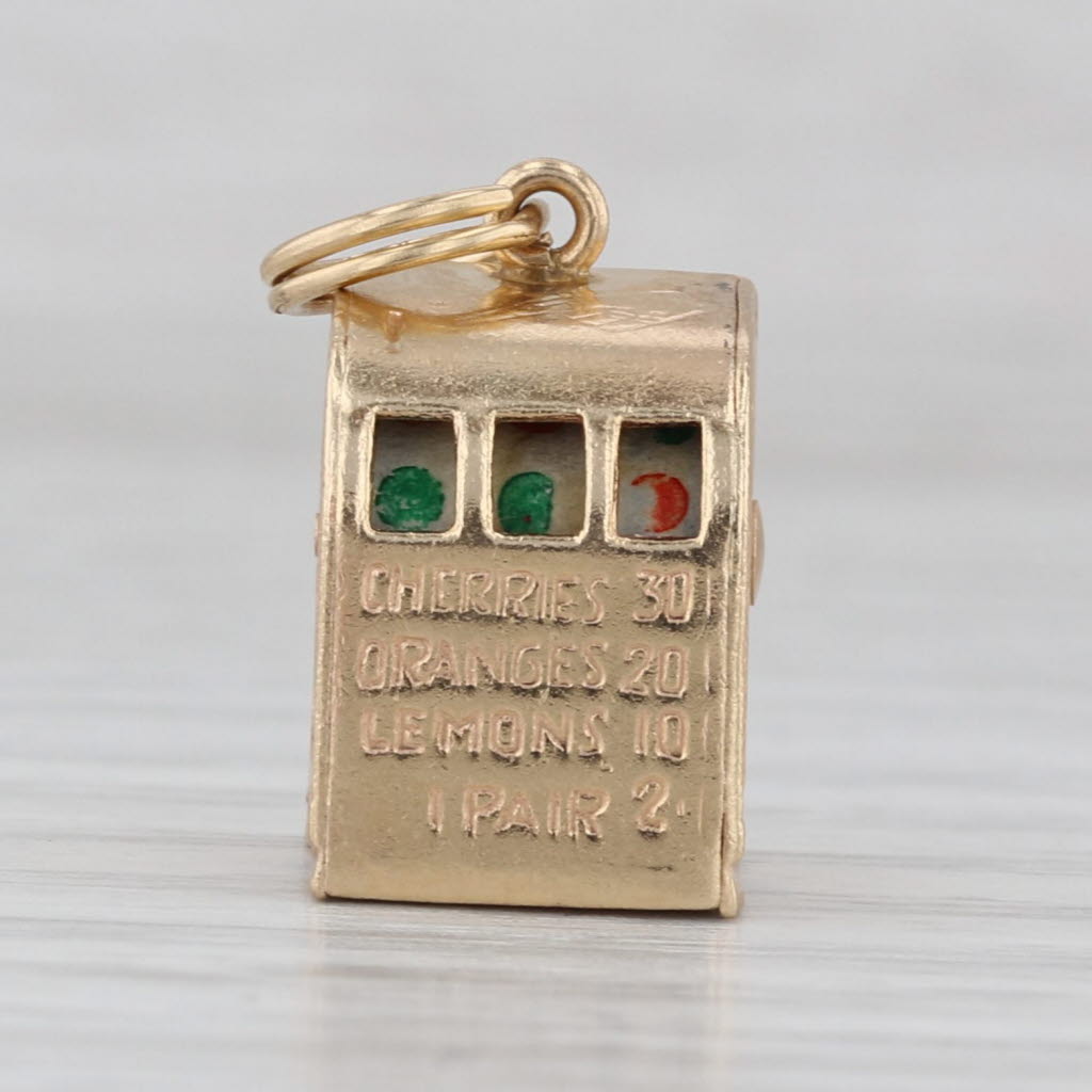 Vintage Slot Machine Charm 14k Yellow Gold Ornate Souvenir Pendant As Is
