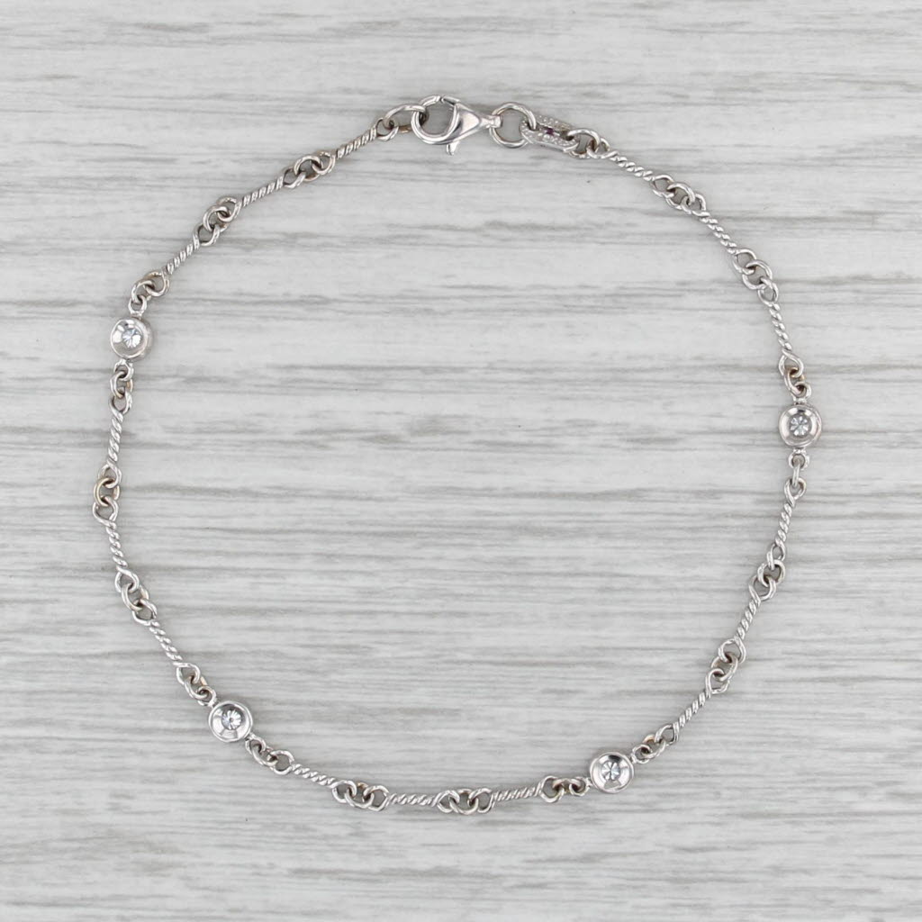Roberto Coin Diamond by Inch Bracelet 0.16ctw 18k Gold Dog Bone Station Chain