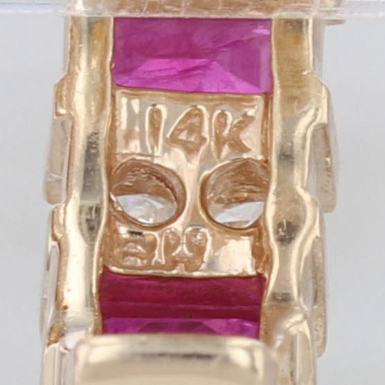 2.40ctw Ruby Diamond Journey J-Hook Earrings 14k Yellow Gold Drops