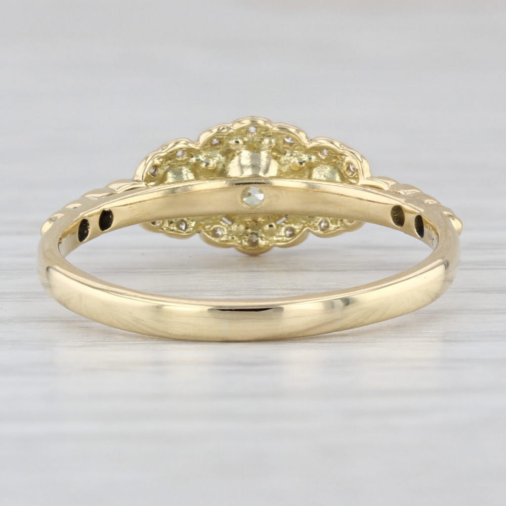 Forever Mark 0.85ctw Diamond Halo Engagement Ring 18k Yellow Gold Size 9 Cert