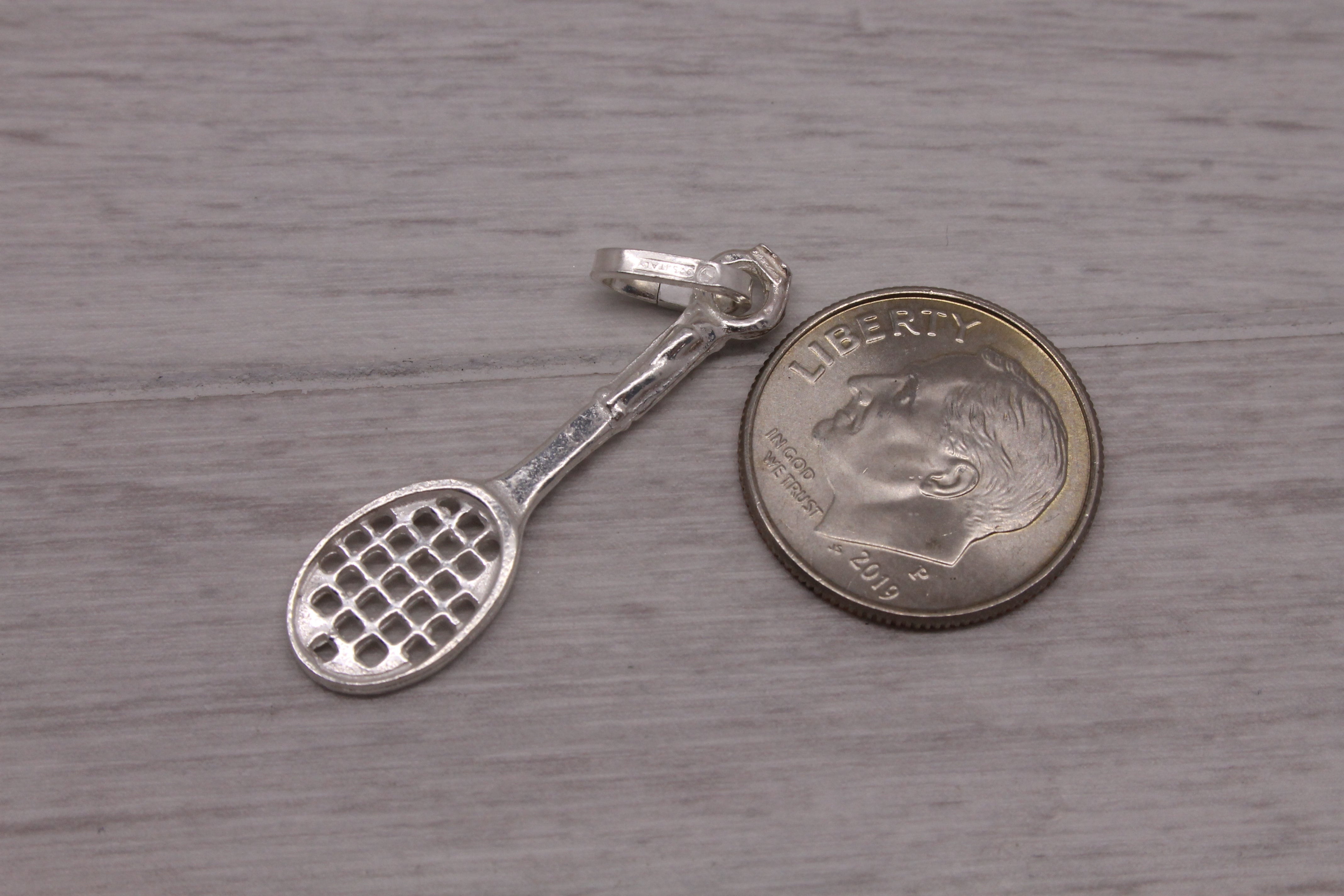 Sterling Silver Tennis Racket Racquet Charm