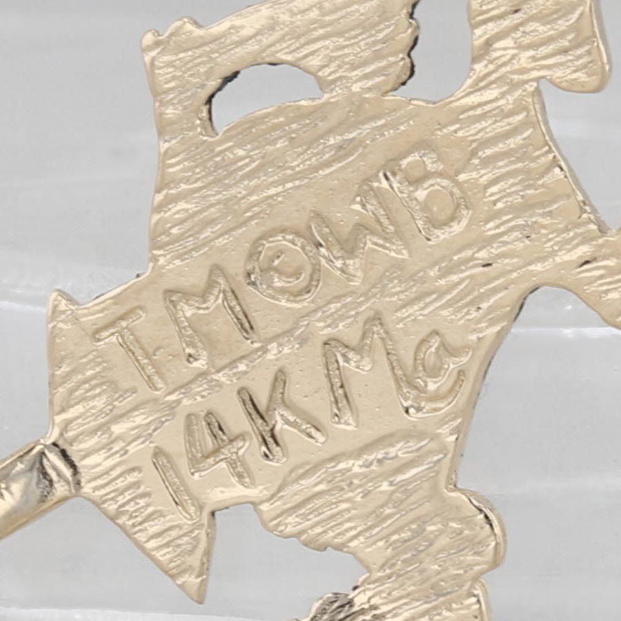 Graduation Cap Taz Pendant 14k Yellow Gold Tasmanian Devil WB Cartoon