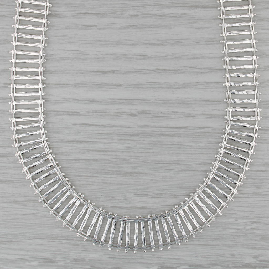 Milor Italy Bar Link Statement Necklace Sterling Silver 17" 16mm