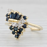 Light Gray 0.80ctw Blue Sapphire Cluster Ring 14k Yellow Gold Size 7 Diamond Accents