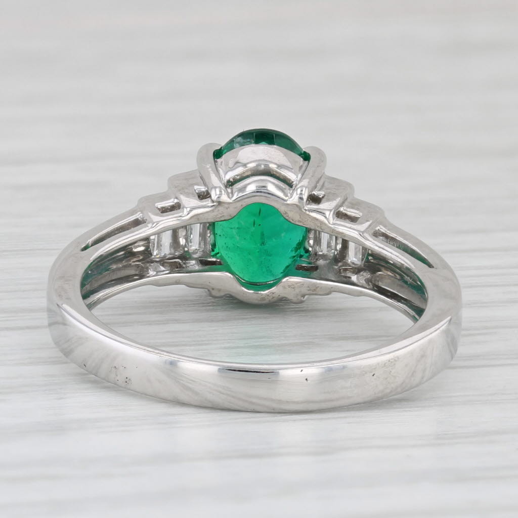 Light Gray GIA 2.16ctw Oval Emerald Diamond Ring 900 Platinum Size 7.25 Engagement