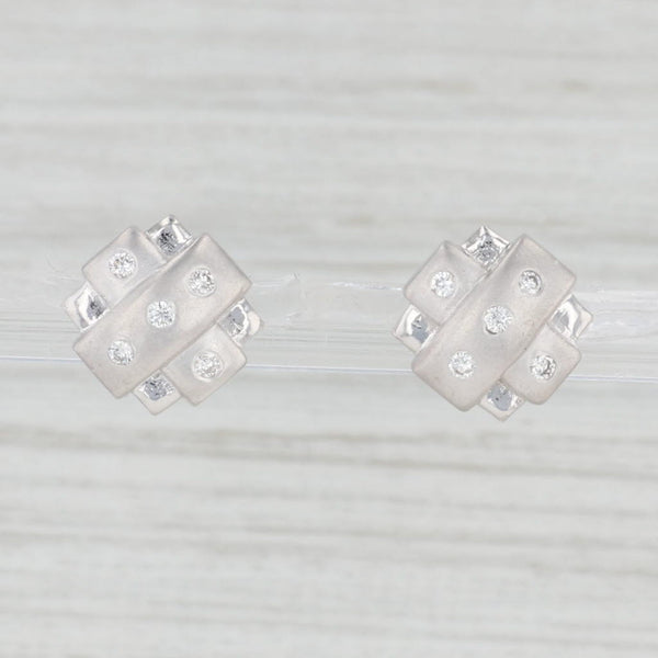 Light Gray 0.18ctw Diamond Square Stud Earrings 14k White Gold Studs