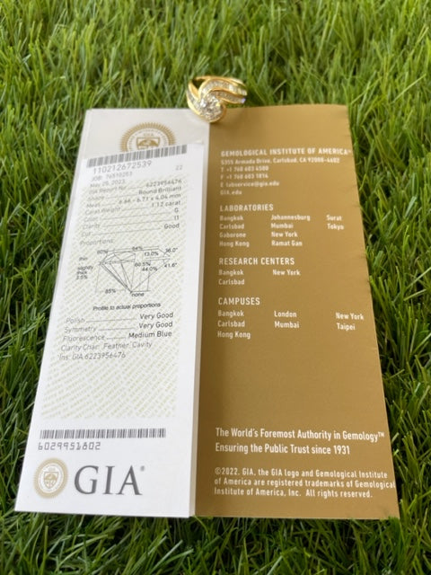 Olive Drab 2.82ctw Diamond Engagement Ring 18k Gold Size 8.5 Bypass Round GIA