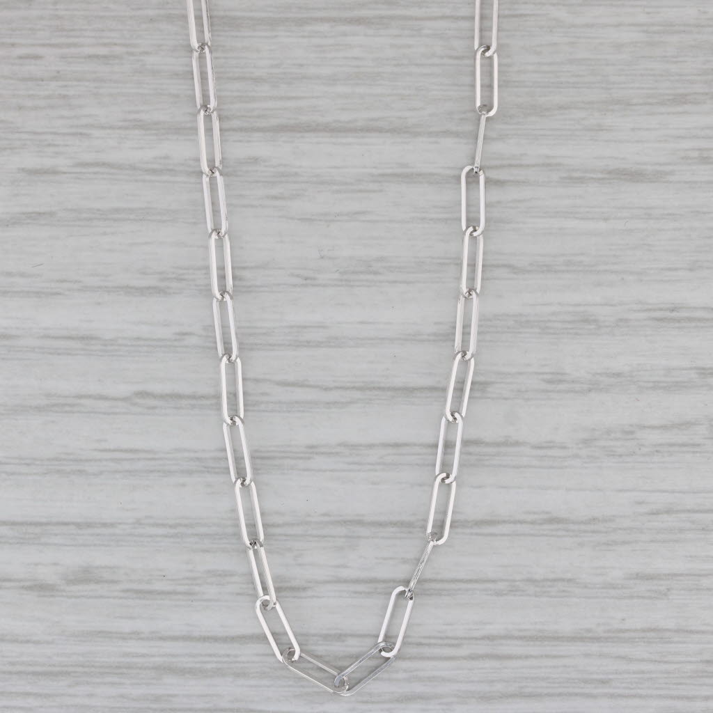 Gray New Paperclip Chain Necklace 14k White Gold 18" 2.5mm