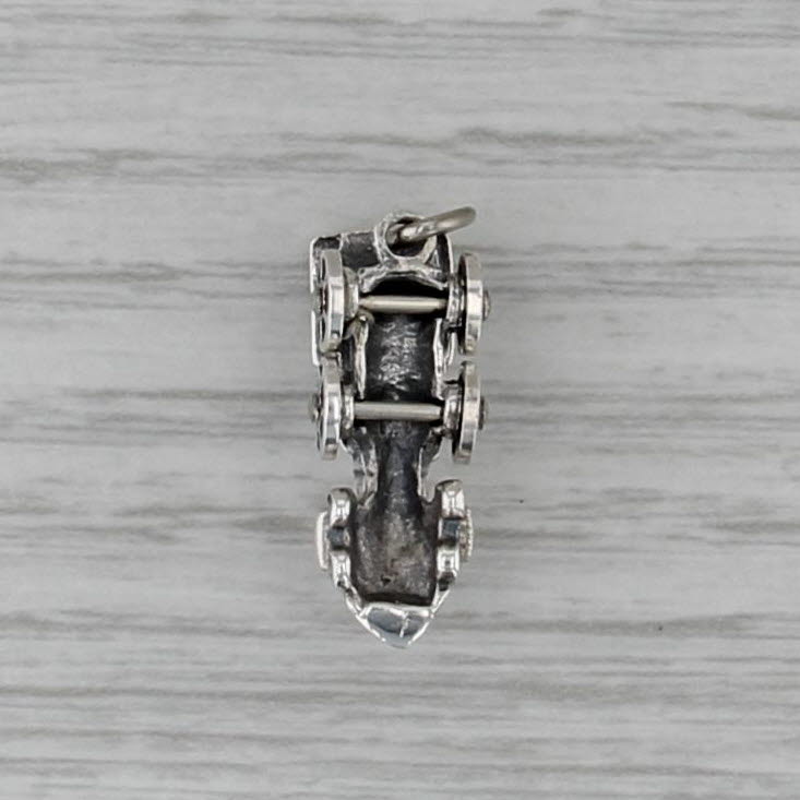 Vintage Train Engine Locamotive Charm Sterling Silver Wheels Move 3D Pendant