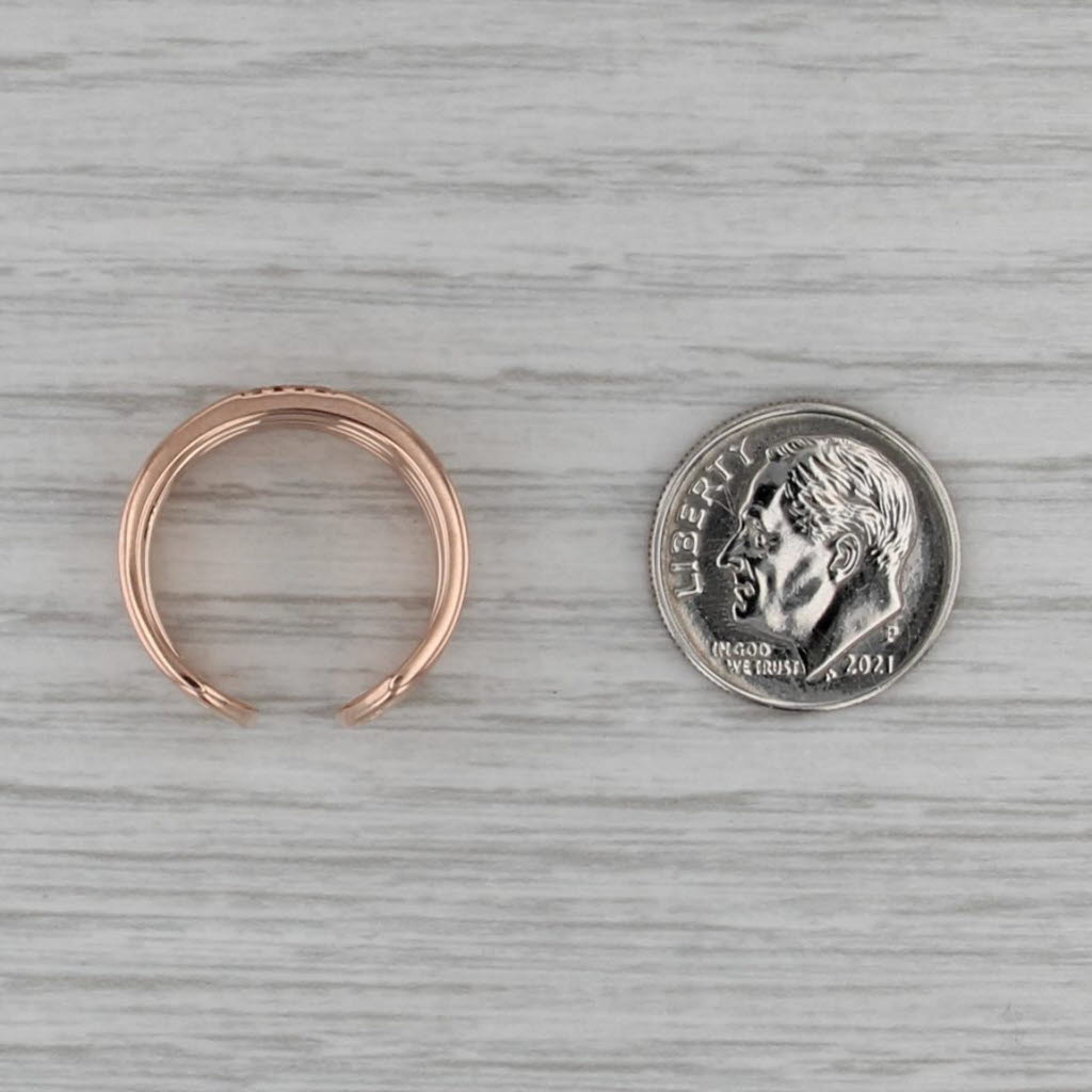 Diamond Stacked Multiband Ring 14k Rose Gold Adjustable Size 5.5