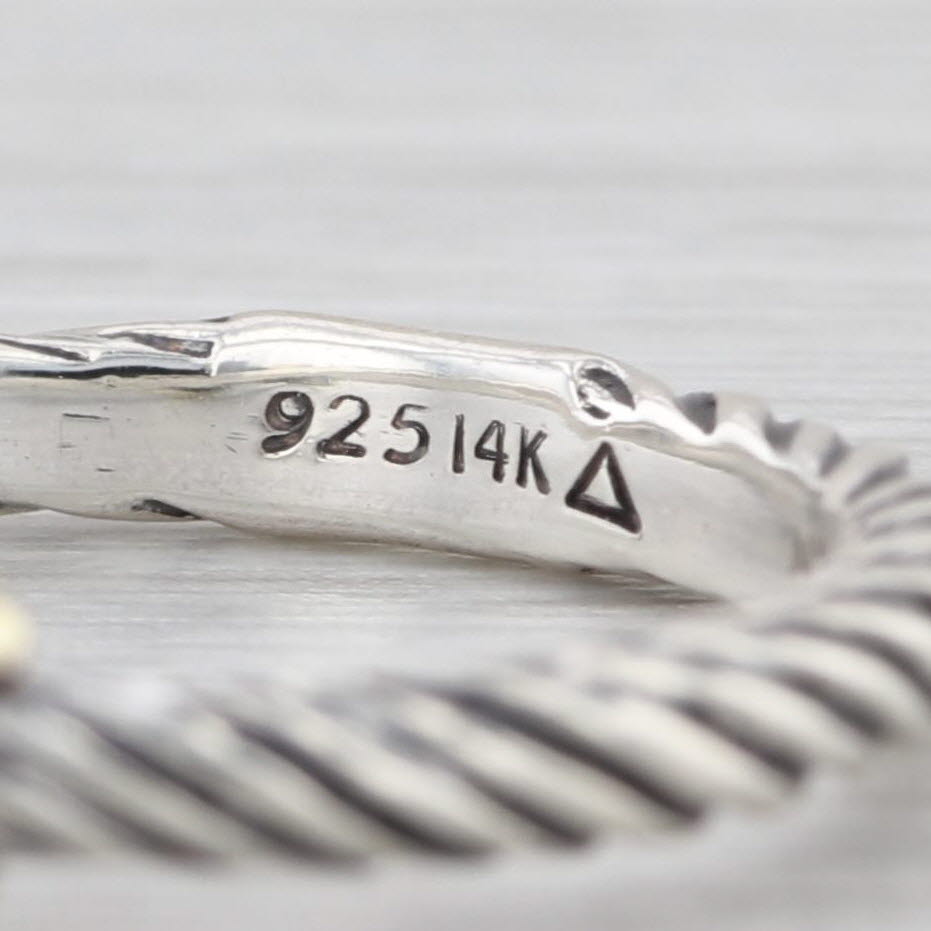 David Yurman Cable X Knot Sterling Silver 14k Gold Ring Size 6.25 - 6.5 Band