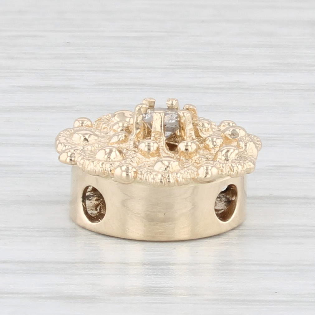 Light Gray Richard Glatter Diamond Flower Slide Bracelet Charm 14k Yellow Gold Vintage