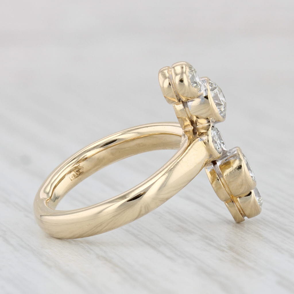 Light Gray 0.93ctw Diamond Bubbles Bypass Ring 14k Yellow Gold Size 5 Cocktail