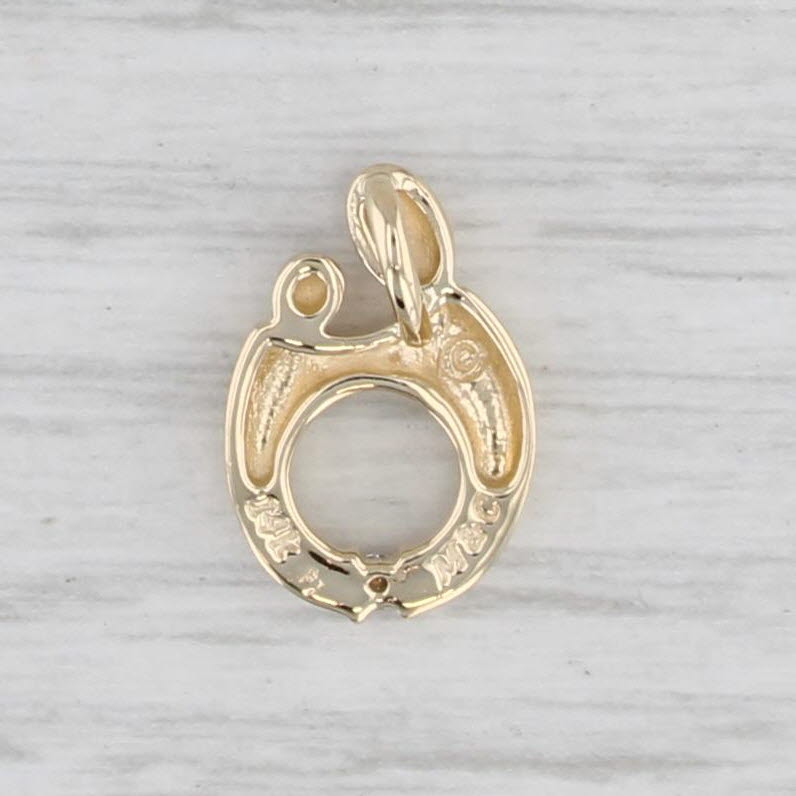 Light Gray Diamond Accented Mother & Child Pendant 14k Yellow Gold Small Drop Gift Keepsake