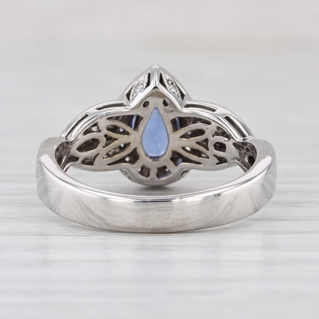 1.27ctw Pear Tanzanite Diamond Halo Teardrop Ring 14k White Gold Engagement