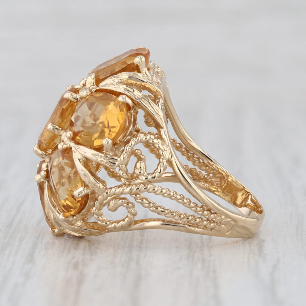 8ctw Citrine Cluster Cocktail Ring 14k Yellow Gold Size 5.75