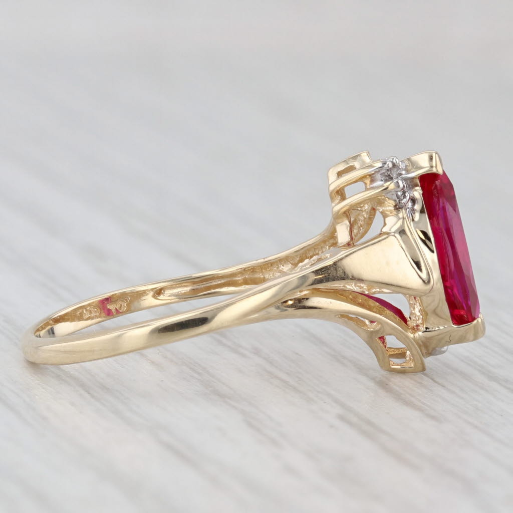 Light Gray 1.48ct Lab Created Ruby Ring 10k Yellow Gold Size 8.25 Bypass