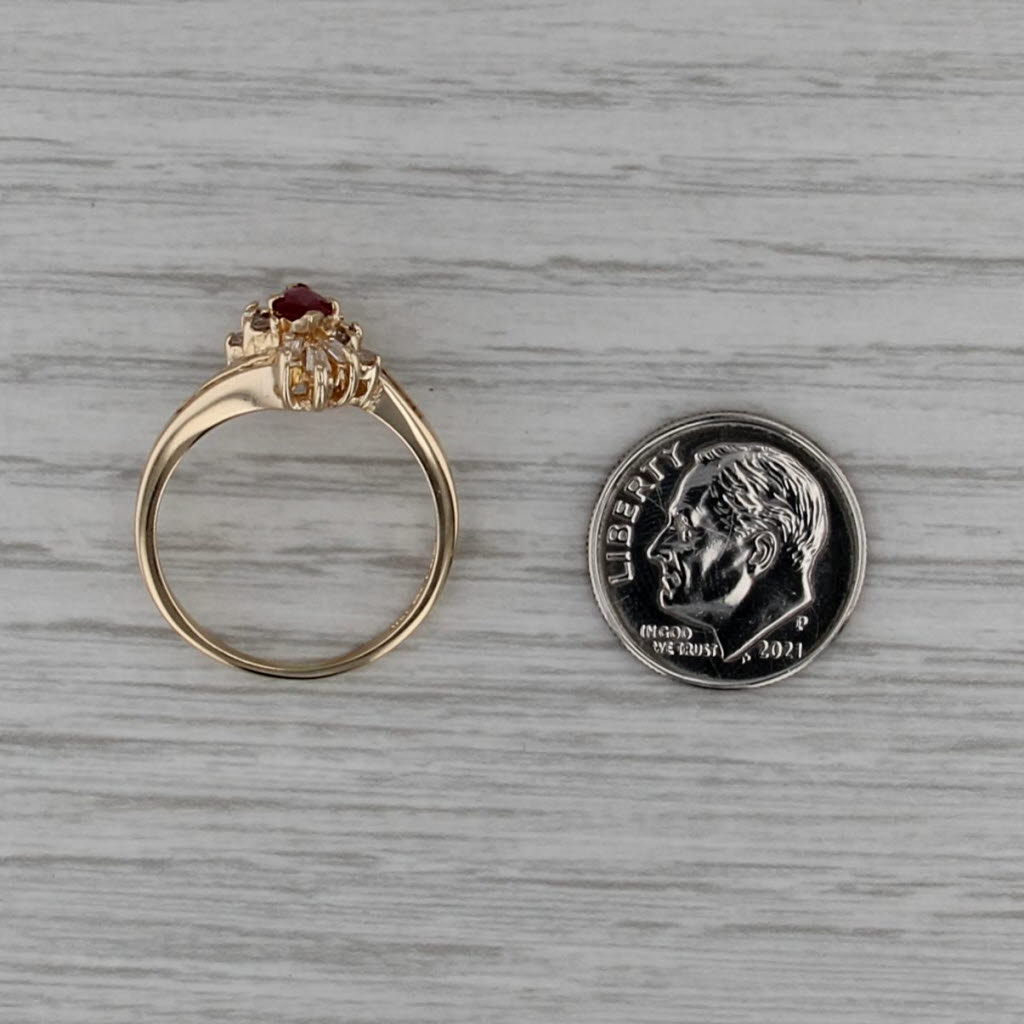 0.62ctw Lab Created Ruby Diamond Bypass Ring 14k Yellow Gold Size 7.5