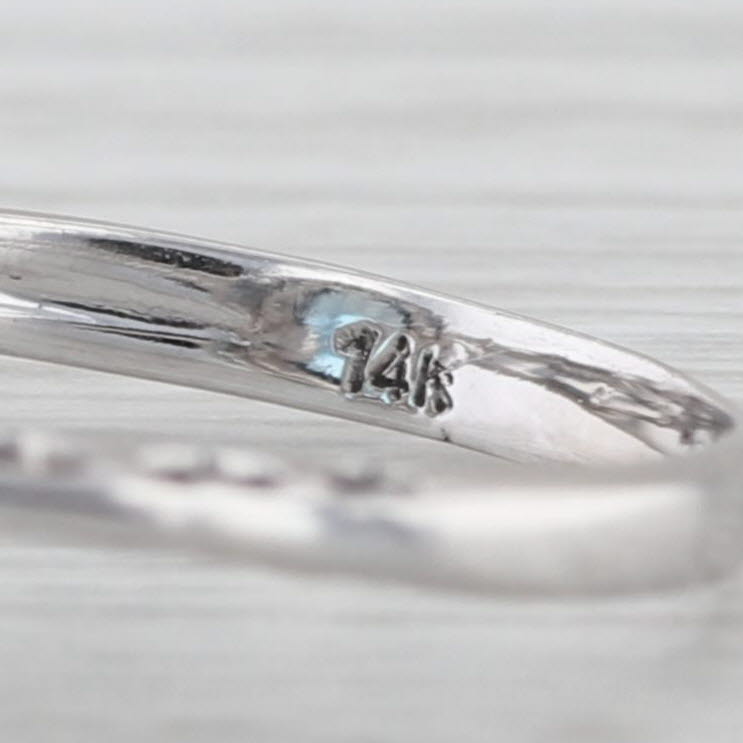 0.98ctw Blue Topaz Diamond Heart Ring 14k White Gold Size 5.5