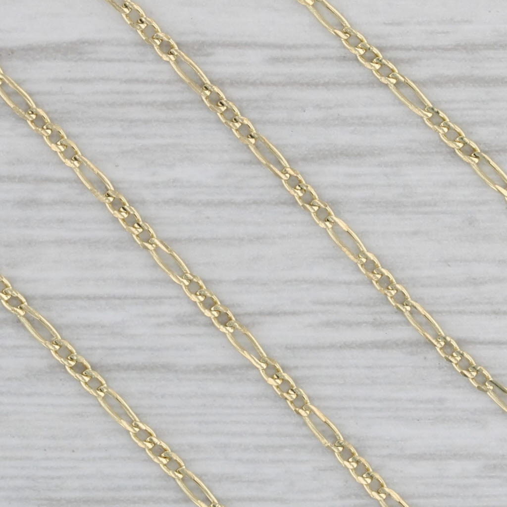 Gray New Figaro Chain Necklace 14k Yellow Gold 18" 1.3mm