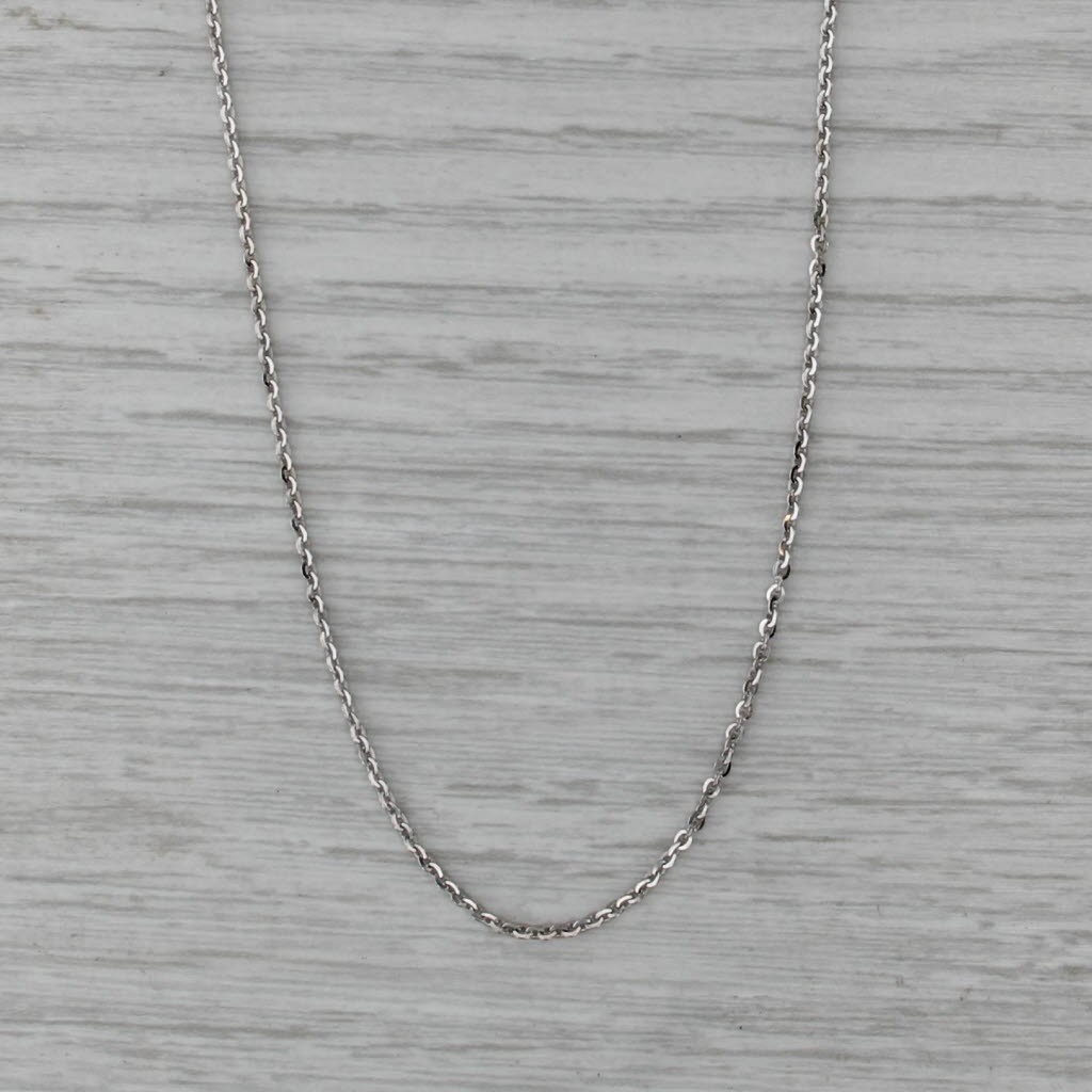 Cable Chain Necklace 14k White Gold Adjustable up to 24" 0.9mm