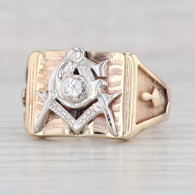 Masonic Diamond Ring - Blue Lodge Masonic Ring 3rd degree - Silver and Gold  | MasonArtStore