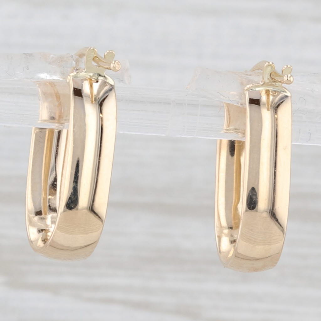 Light Gray New Oval Hoop Earrings 14k Yellow Gold Snap Top Posts Small Hoops