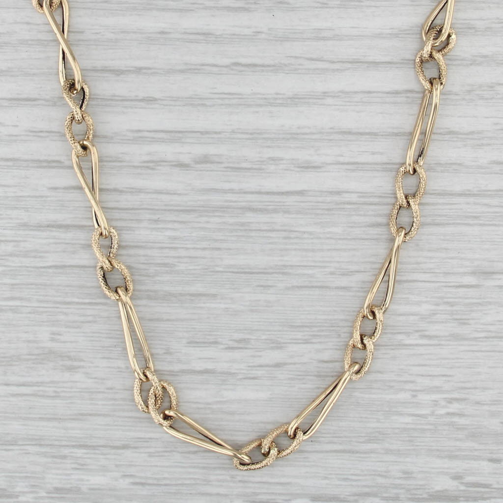 Vintage Figaro Chain Necklace 14k Yellow Gold 24" 4mm