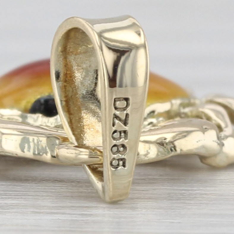 Crab Pendant 14k Yellow Gold Enamel Nautical Jewelry