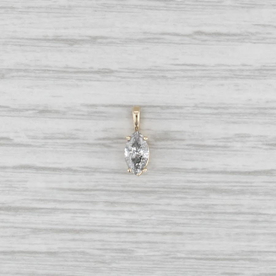 New 0.55ct Diamond Marquise Solitaire Pendant 14k Yellow Gold Small Drop