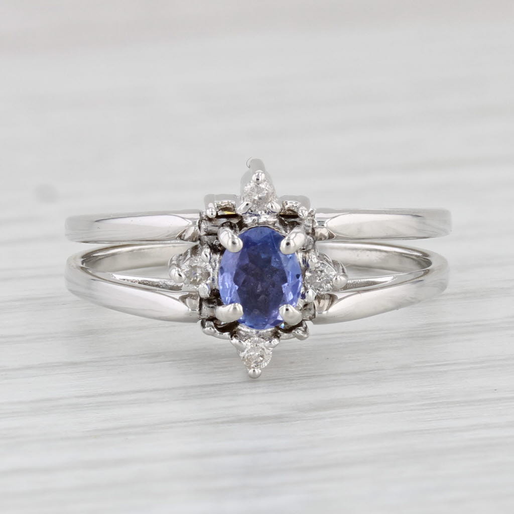 Light Gray 0.54ctw Tanzanite Diamond Flip Ring 14k White Gold Size 7 Reversible