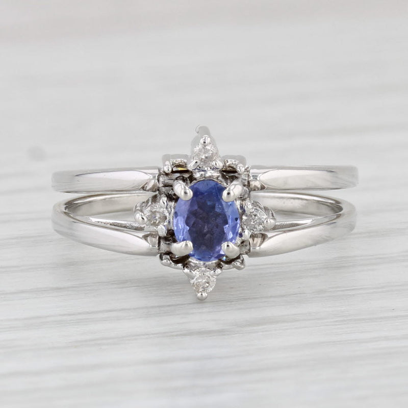 Light Gray 0.54ctw Tanzanite Diamond Flip Ring 14k White Gold Size 7 Reversible