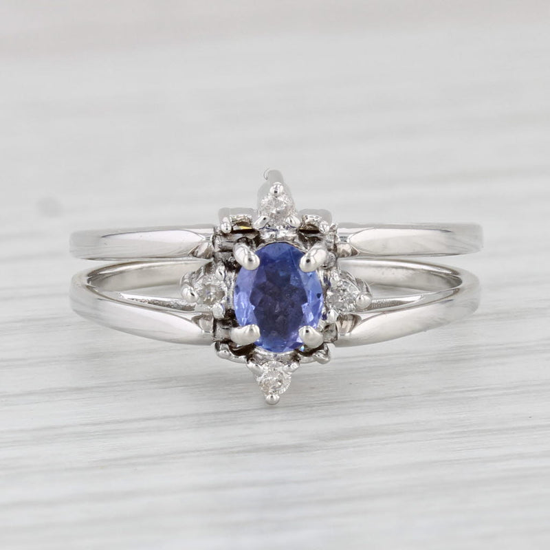 Light Gray 0.54ctw Tanzanite Diamond Flip Ring 14k White Gold Size 7 Reversible