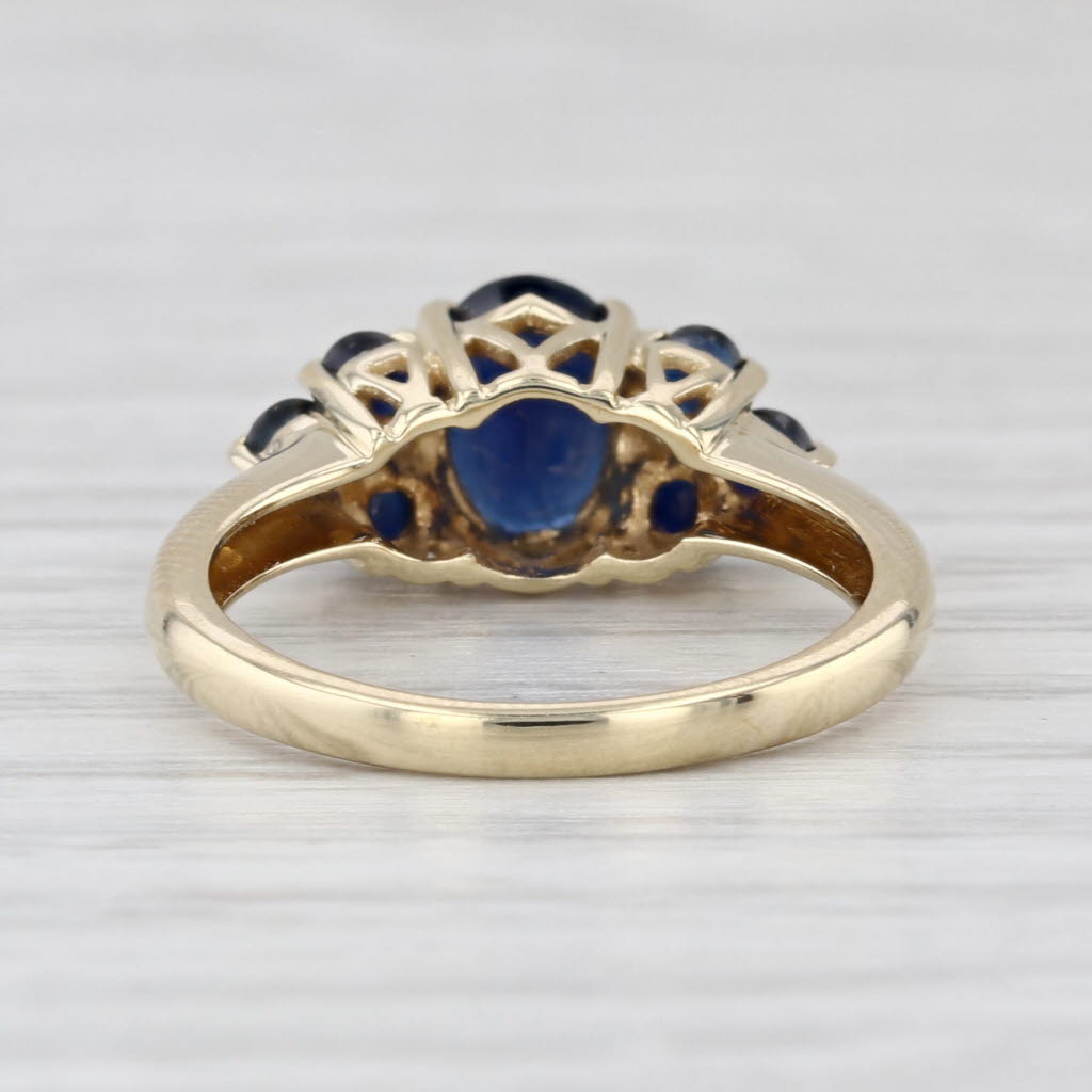 1.54ctw Oval Blue Sapphire Ring 14k Yellow Gold Size 5 Diamond Accents
